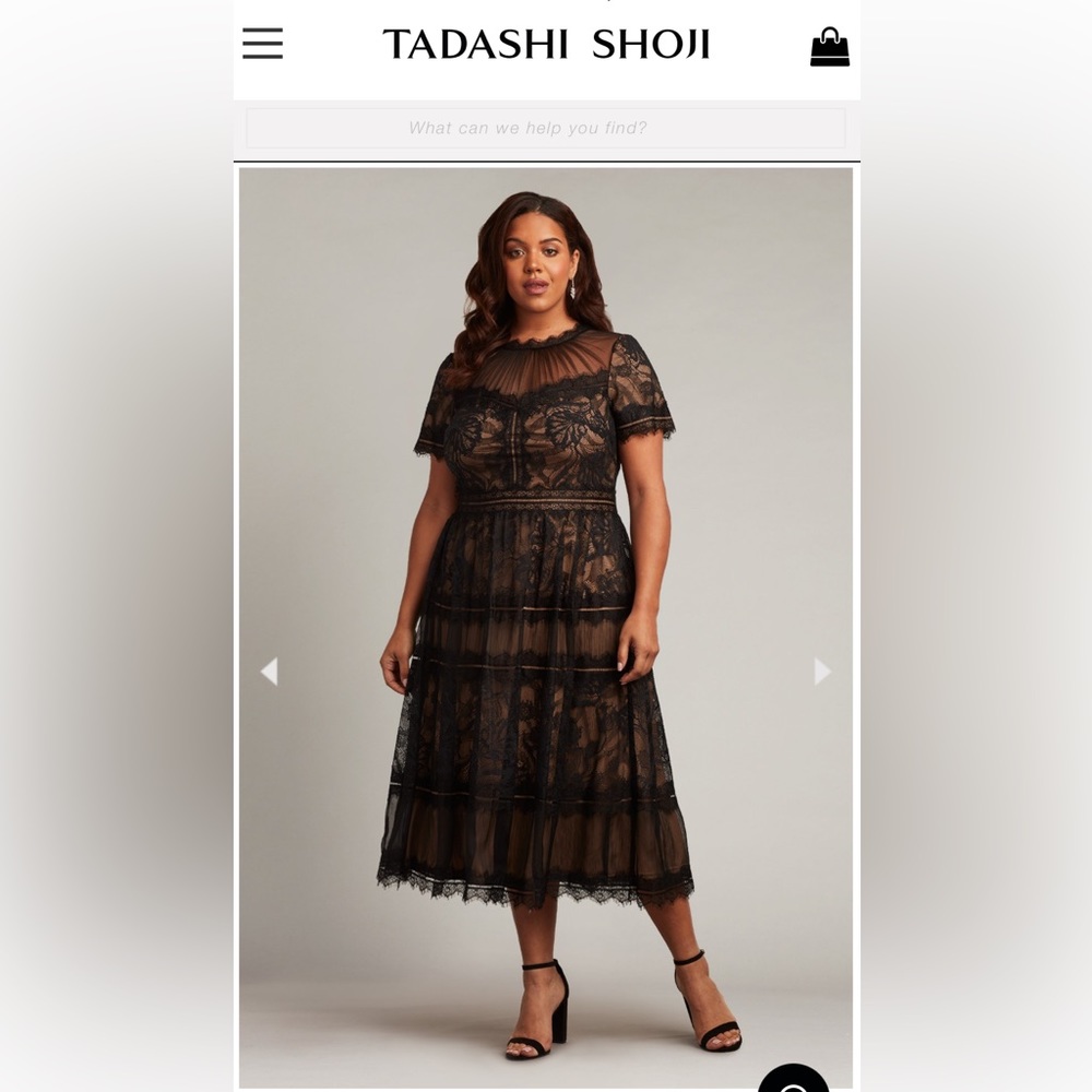 Tadashi Shoji Black Lace Midi Dress